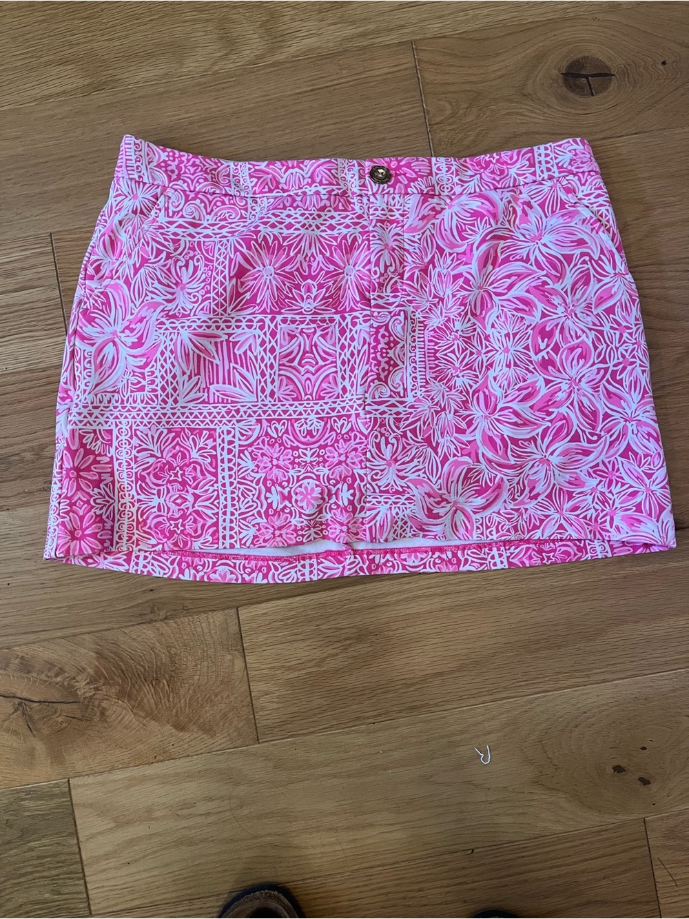 Lilly Pulitzer Pink & White Floral Patchwork Mini Skirt
